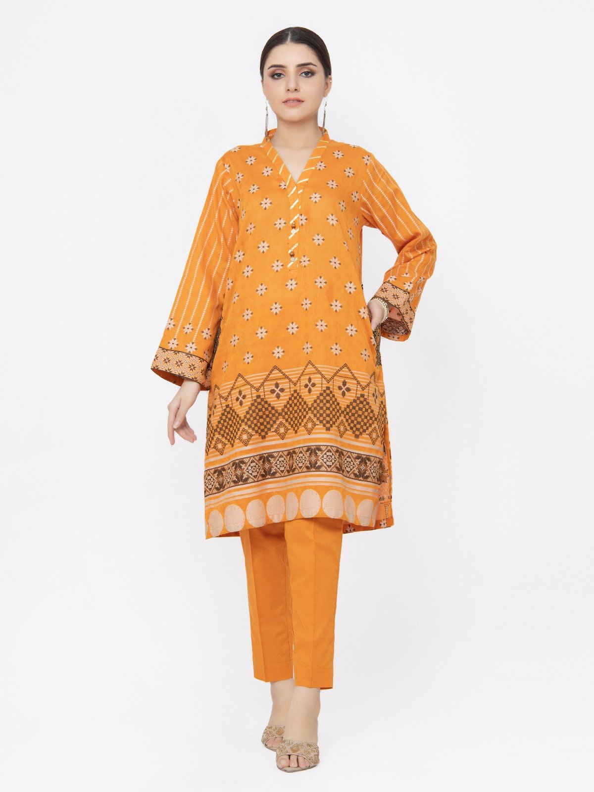 Pret 2Pc Embroidered Orange Shirt Trouser - EWTKE22-67734 (2-Pcs)