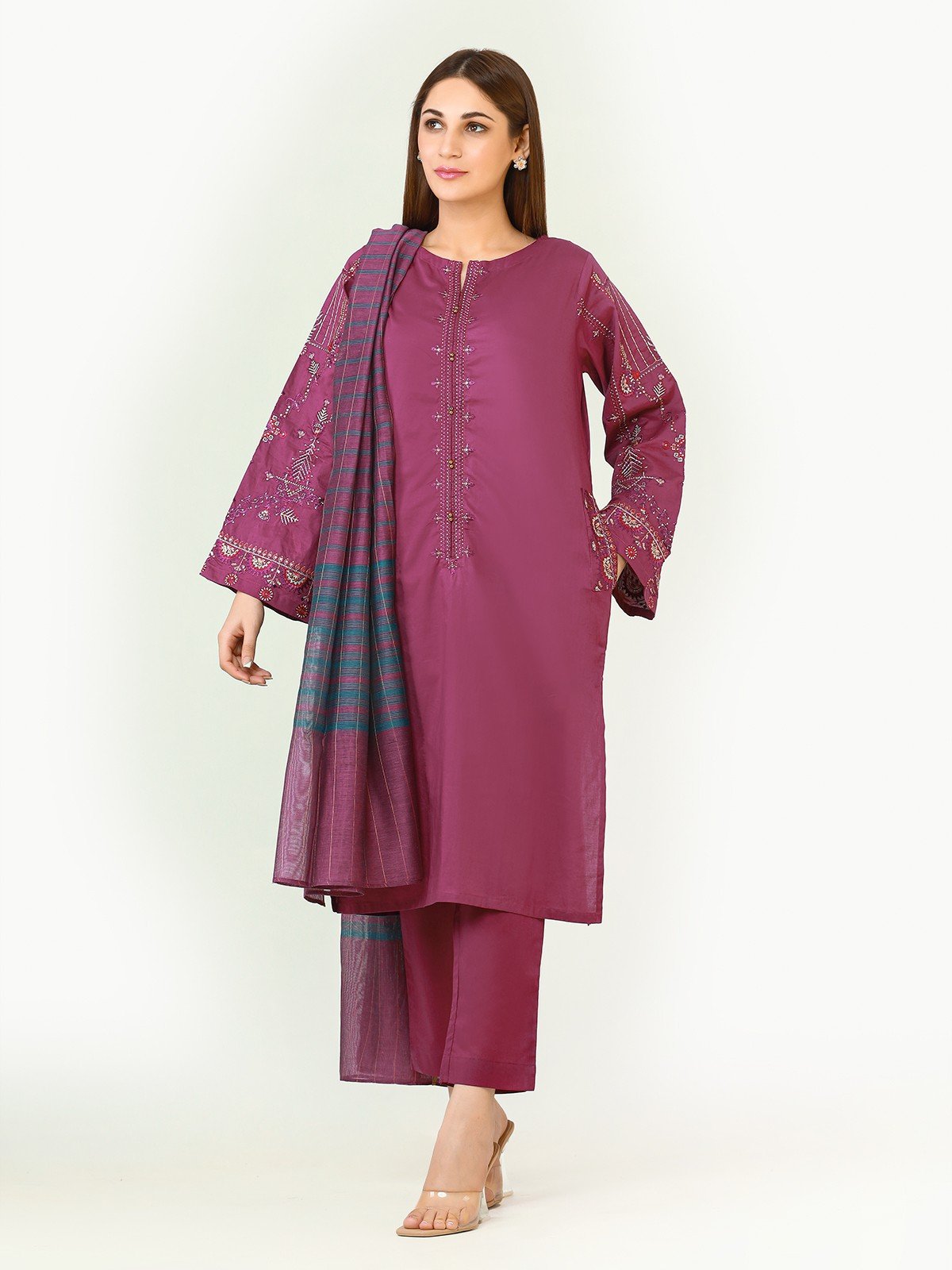 Pret 3Pc Embroidered Yarn Dyed Suit - EWTKE22-68090 (3P)